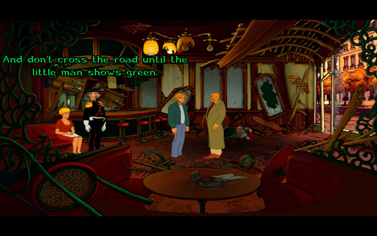 Gameplay screen of Broken Sword: The Shadow of the Templars (5/8)