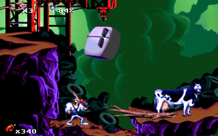 Gameplay screen of Earthworm Jim (3/8)