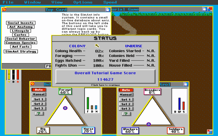 Gameplay screen of SimAnt (6/8)