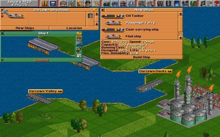 Gameplay screen of Transport Tycoon (7/8)