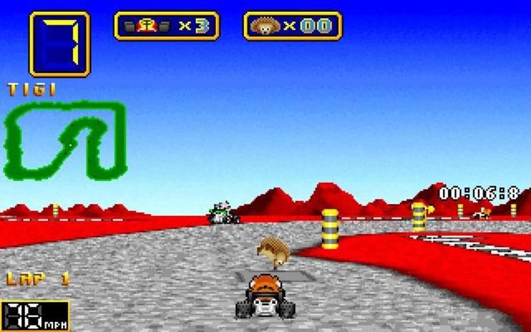 Gameplay screen of Wacky Wheels (6/8)