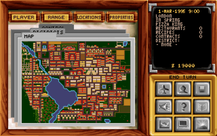 Gameplay screen of Pizza Tycoon (4/8)