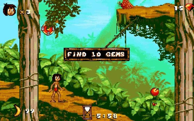 Gameplay screen of Disney's The Jungle Book (5/8)