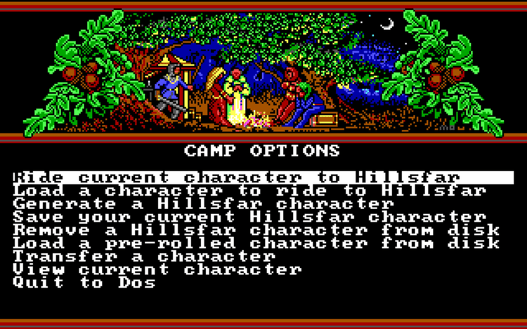 Gameplay screen of Hillsfar (3/4)